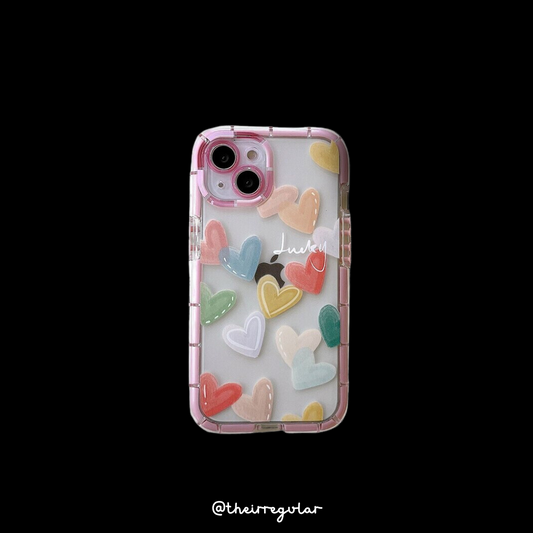 Colourful Heart ❤️ transparent Iphone case - Iphone 12 & 13 series